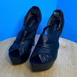 ALDO Black Farivour Peep-Toe Platform Heels